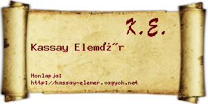 Kassay Elemér névjegykártya