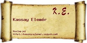 Kassay Elemér névjegykártya